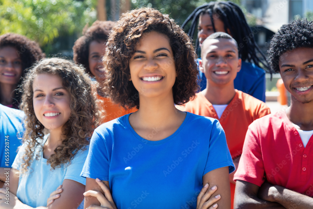 Large group of laughing african woman and caucasian and latin american ...
