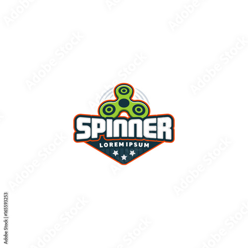 Hand spinner logo. Fidget spinner badge. Vector illustration.
