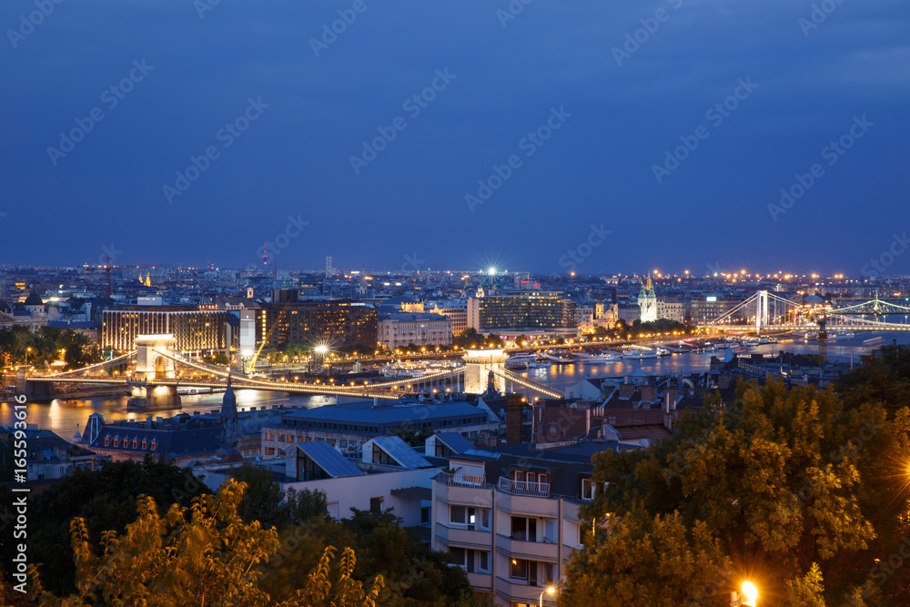 Night view of the city side of Pest. Budapest