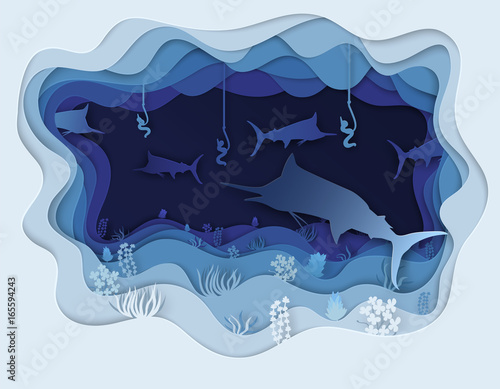  illustration of fishing for tuna fishing rods with worms