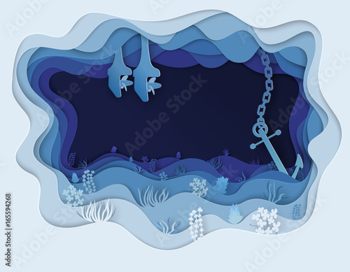  illustration of sea bottom and anchor boat