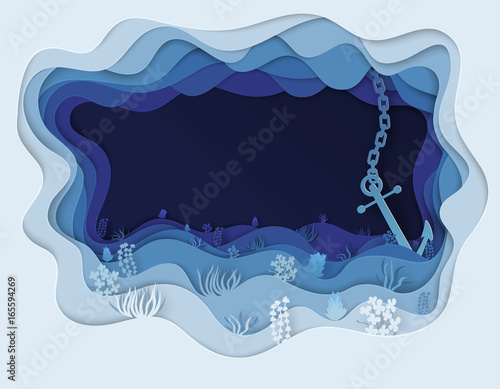  illustration of sea bottom and anchor boat