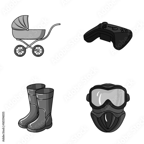 child, fishin, and other monochrome icon in cartoon style.technology, paintball icons in set collection.