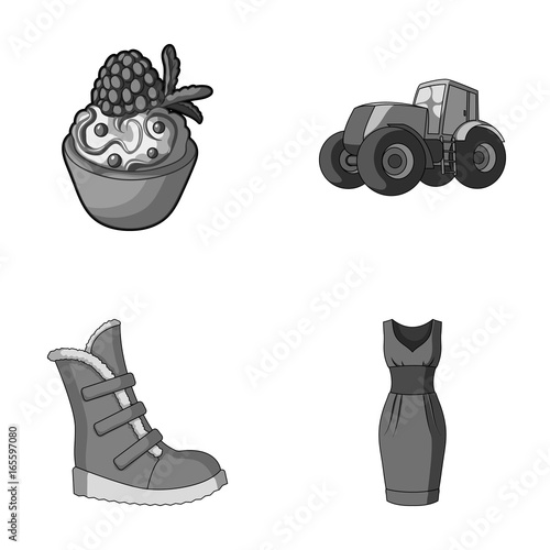 food, shoes and other monochrome icon in cartoon style. transport, fashion icons in set collection.