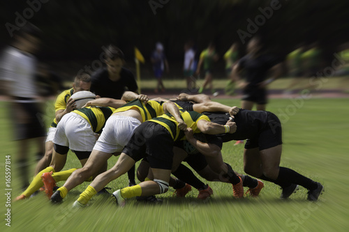 Playing with crowds during a rugby match photo