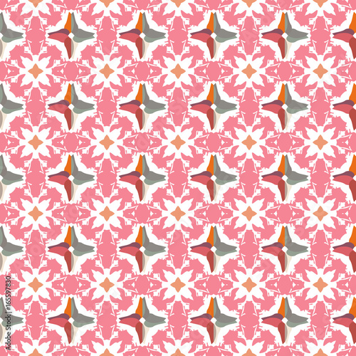 Abstract geometric pattern, floral background.