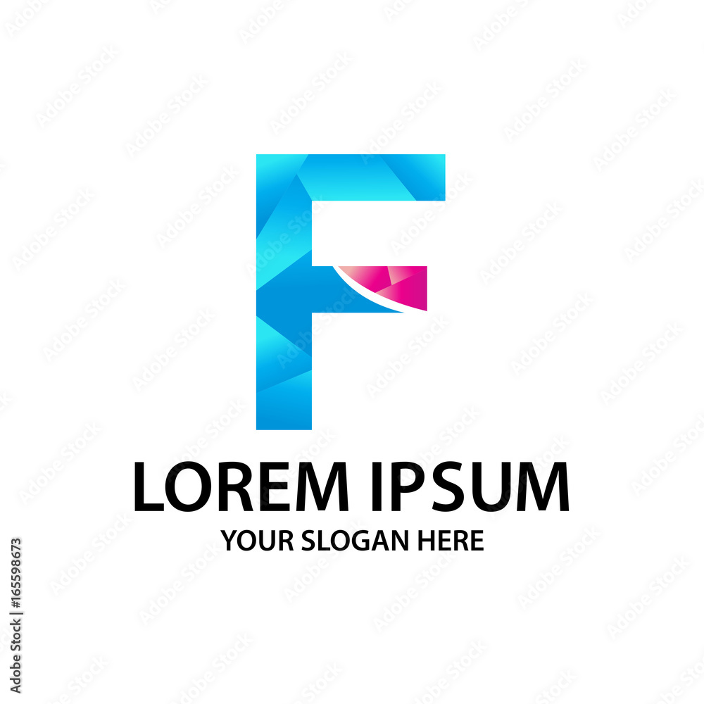 Letter F with polygonal style, logo design, isolated on white background. Letter F with polygonal style, logo design, isolated on white background.