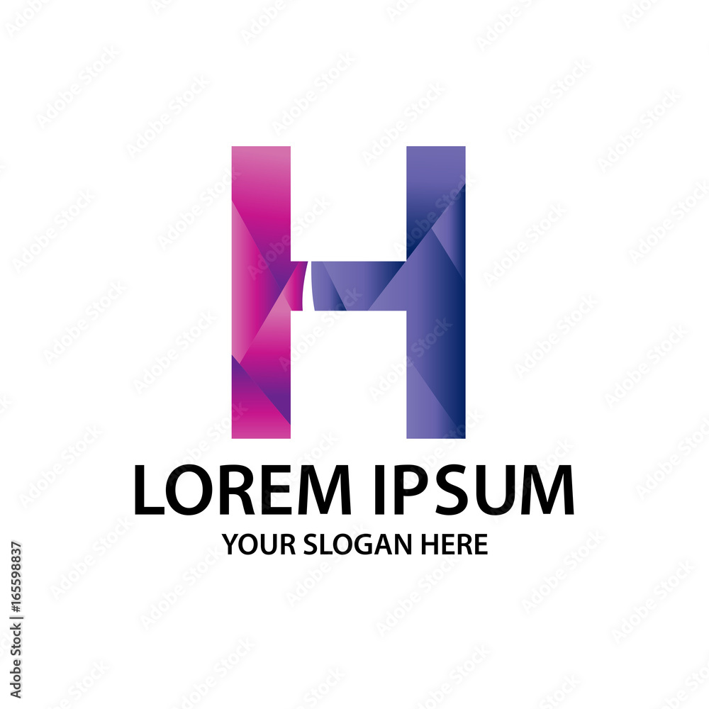 Letter H with polygonal style, logo design, isolated on white background. Letter H with polygonal style, logo design, isolated on white background.