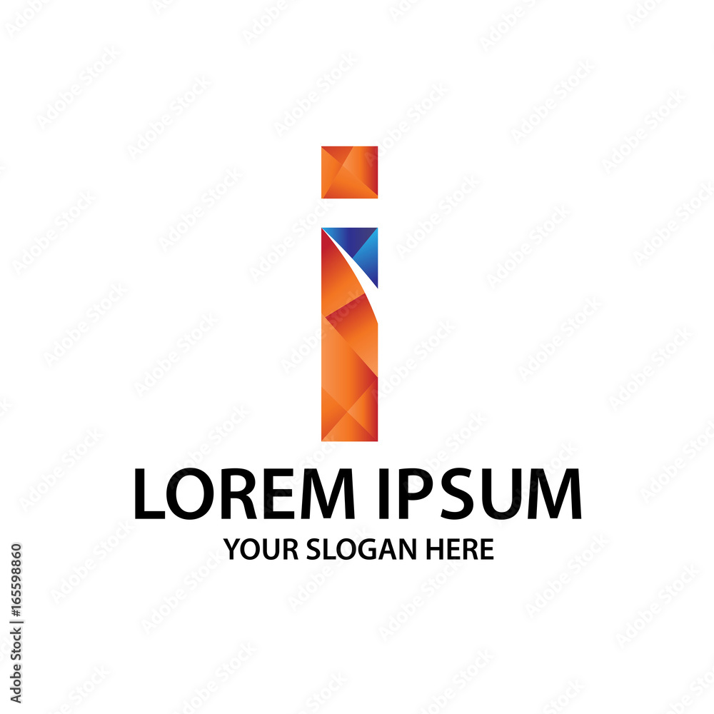 Letter i with polygonal style, logo design, isolated on white background. Letter i with polygonal style, logo design, isolated on white background.
