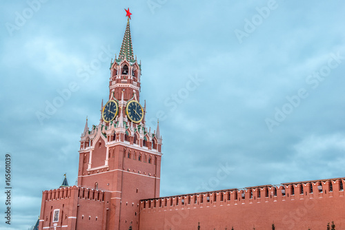 Main Clock named Kuranti on Spasskaya Tower. Red Square.