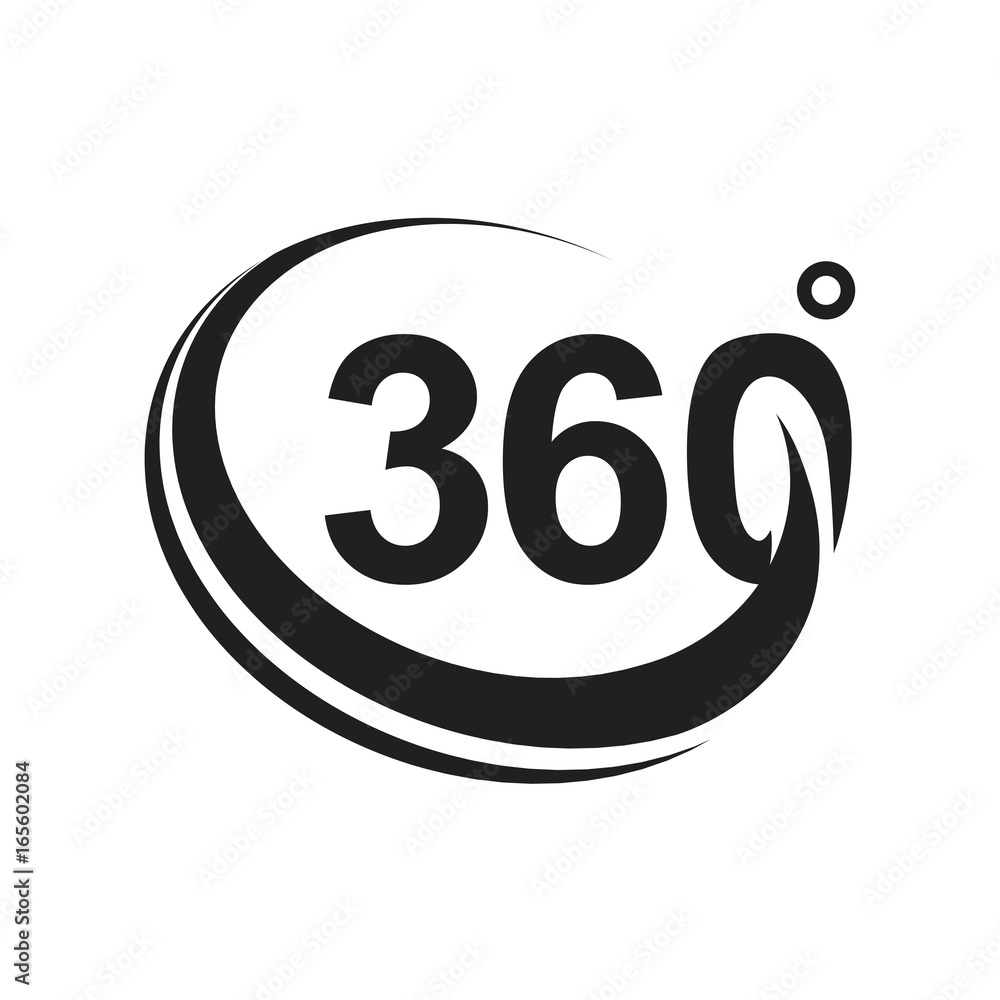 360 degree black version, icon design, isolated on white background 360 degree black version, icon design, isolated on white background