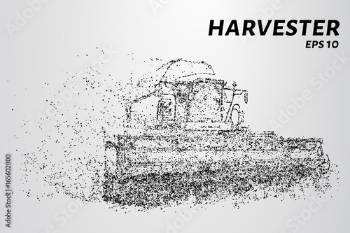 Harvester of particles. The harvester consists of small circles. Combine into smaller molecules. Vector illustration.