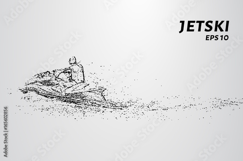 Jetski of particles. The waves rushing jetski.
