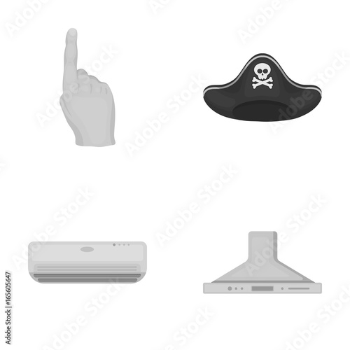 electrical appliance and other monochrome icon in cartoon style.pirate, microclimate icons in set collection.