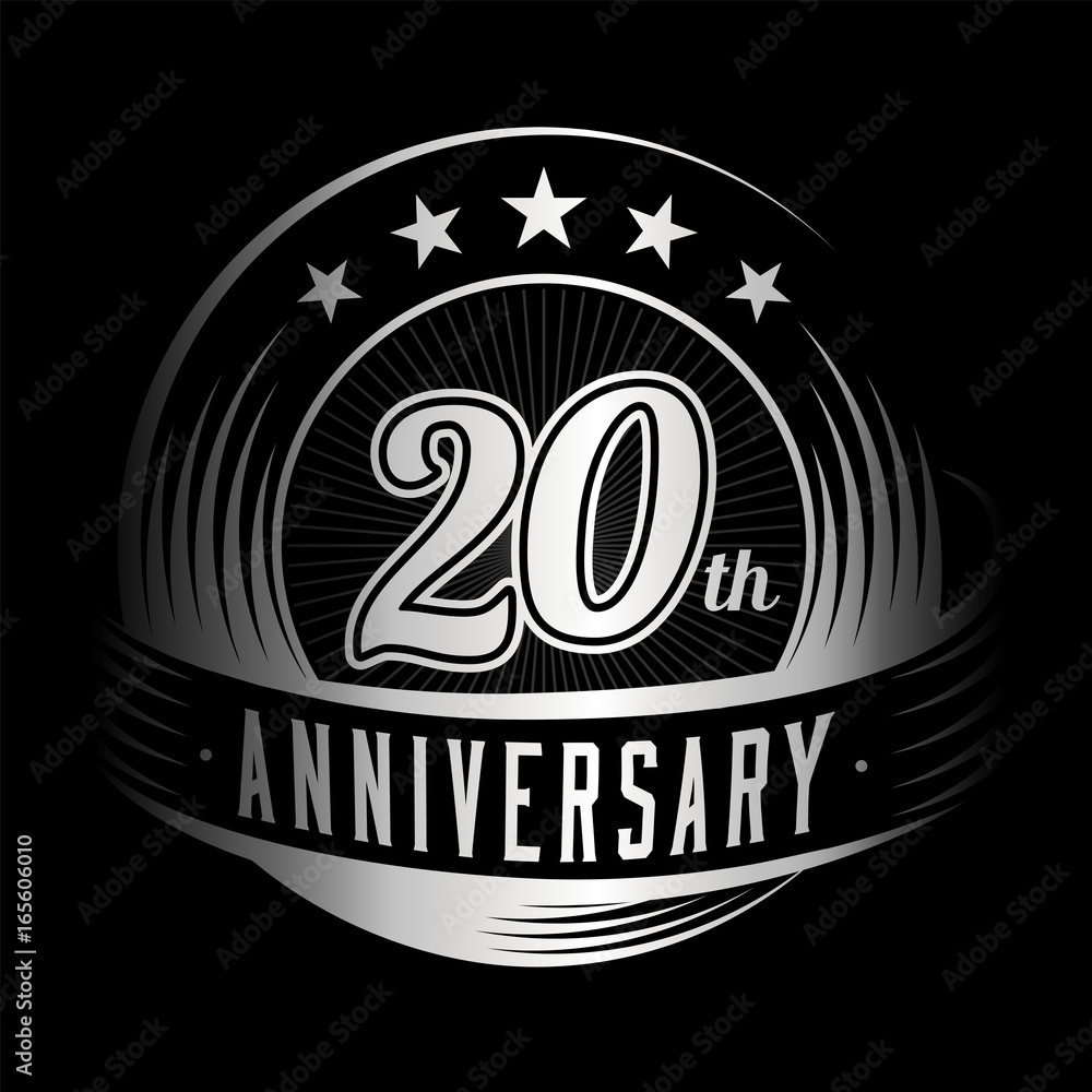 Fototapeta premium 20 years anniversary design template. Vector and illustration. 20th logo. 