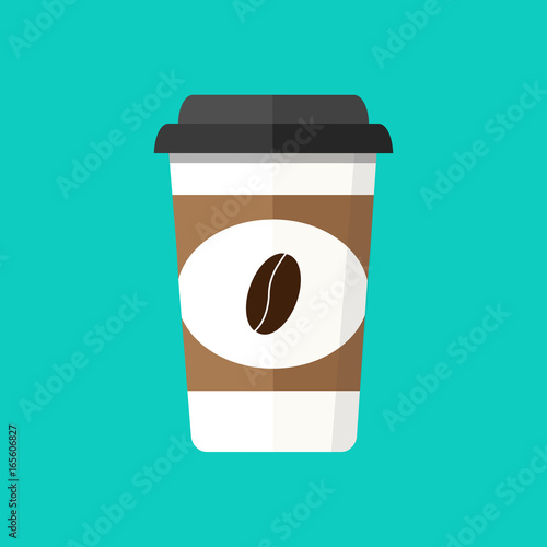 Paper coffee cup with coffee beans, isolated on background. Hot coffee to go icon,