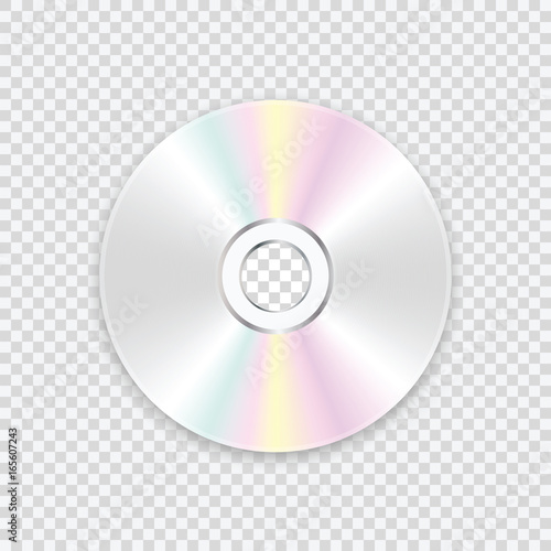 CD disk on a transparent background. A realistic compact disc. Vector illustration.