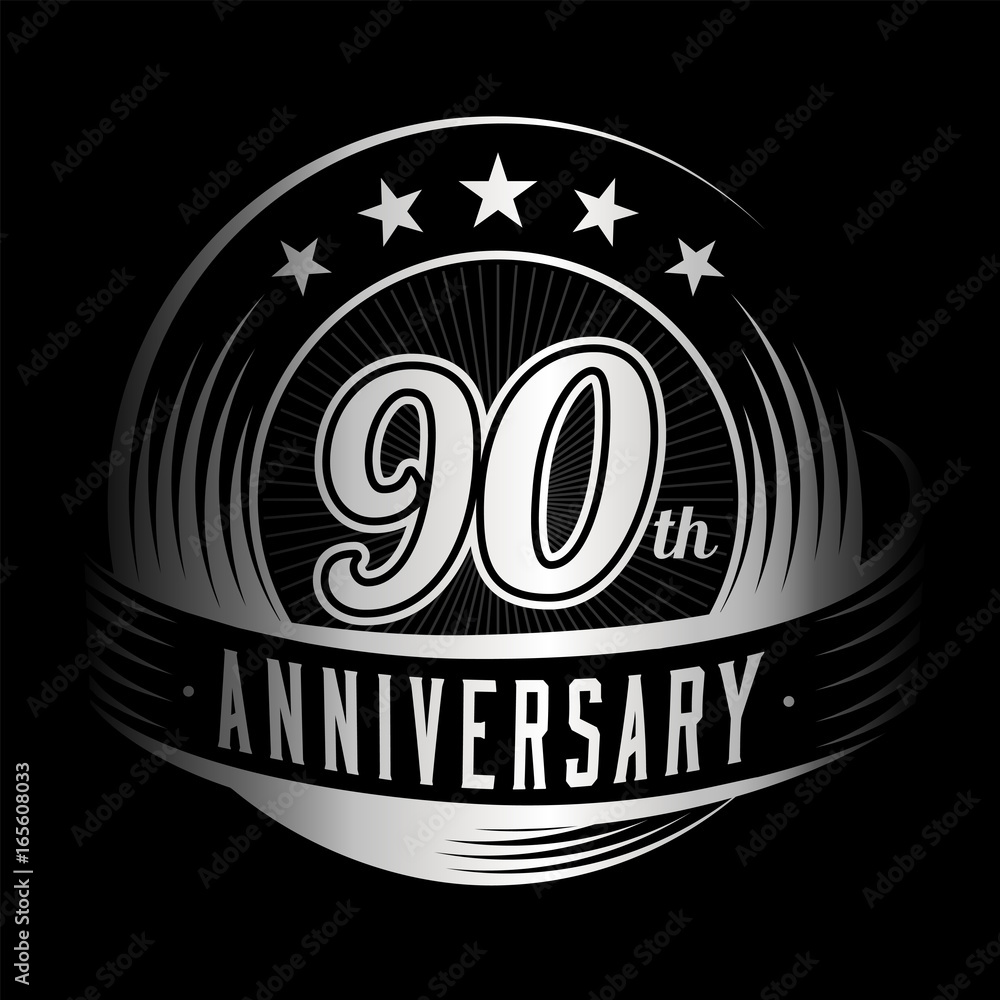 Fototapeta premium 90 years anniversary design template. Vector and illustration. 90th logo. 