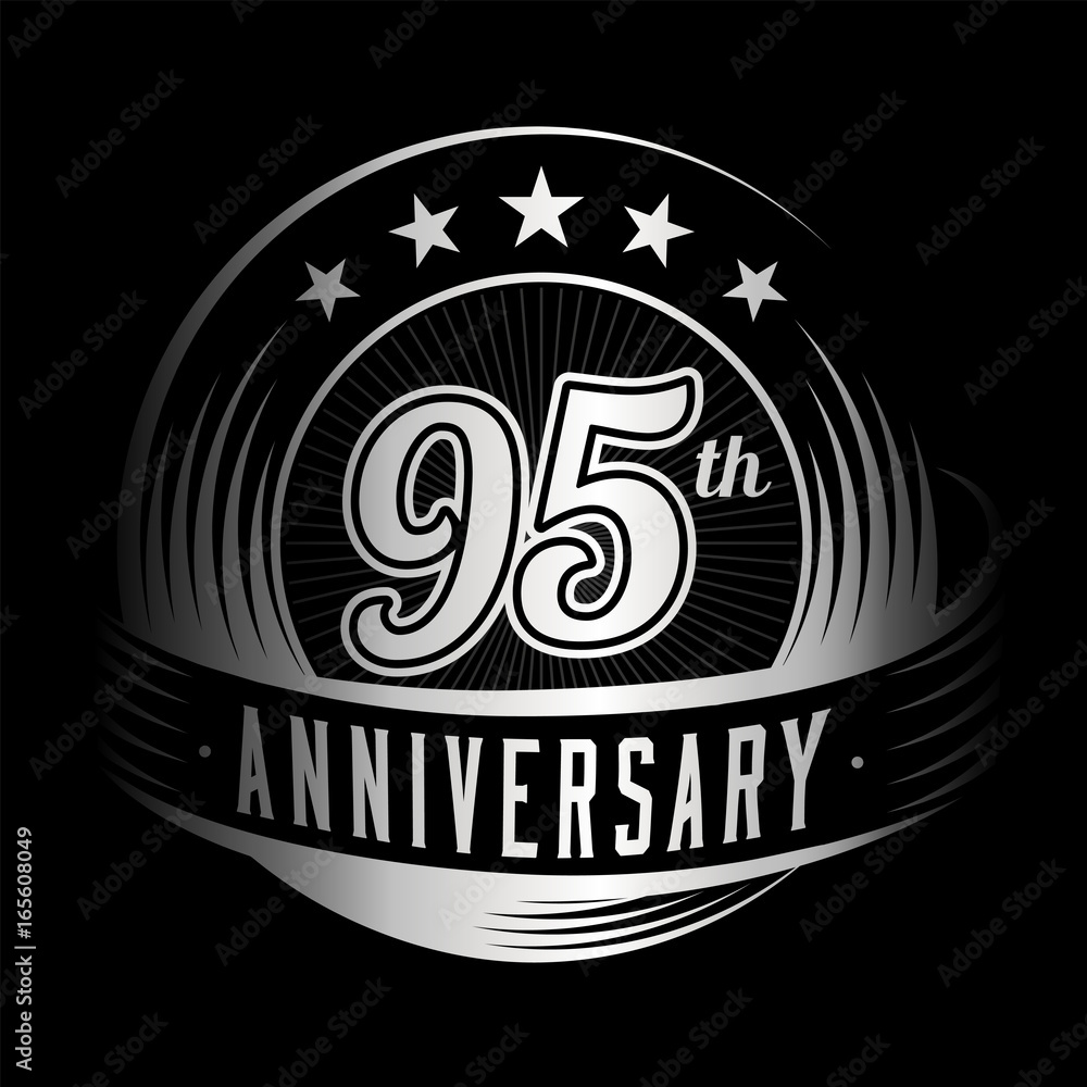 95 years anniversary design template. Vector and illustration. 95th logo.
95 years anniversary design template. Vector and illustration. 95th logo.