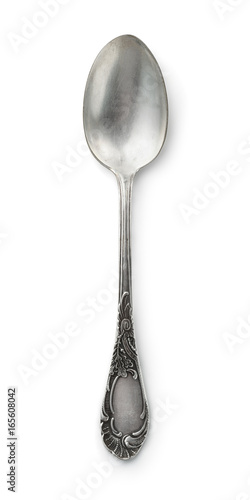 Fotografie Top view of old silver tea spoon