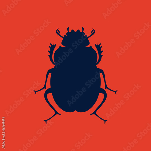 Vector black beetle, egyptian symbol. Lady bug logo template