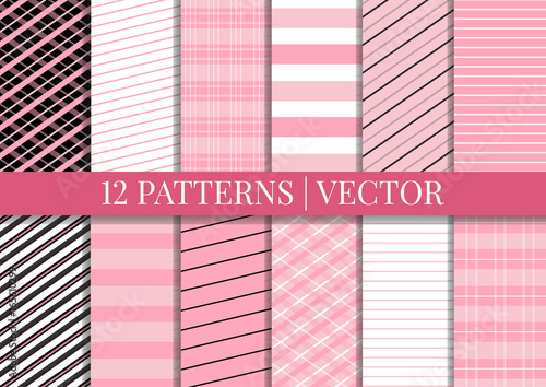 Vector patterns. Set of fabric textures. Pattern tile swatches included.