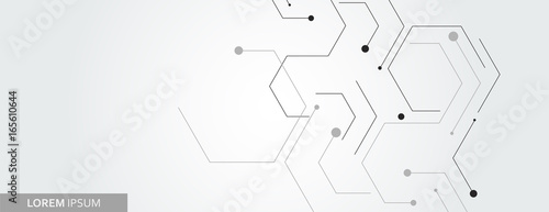 Vector banner design, white background with hexagon pattern