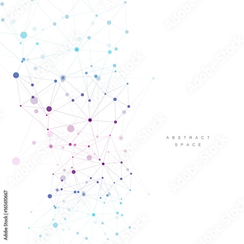 Abstract connection structure. Polygonal space background with connecting dots and lines