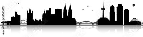 Köln Rhein Skyline Panorama mit Dom Silhouette schwarz