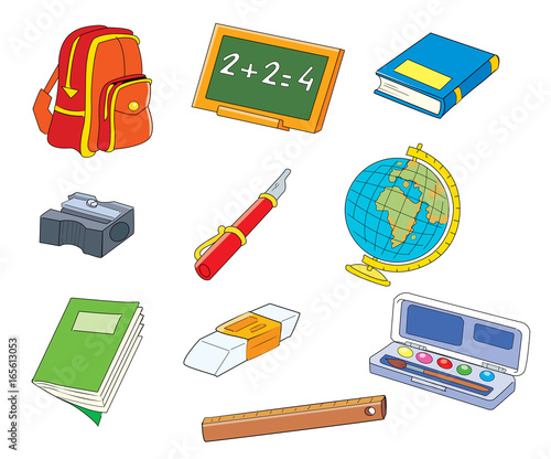 Objetos del colegio, material escolar