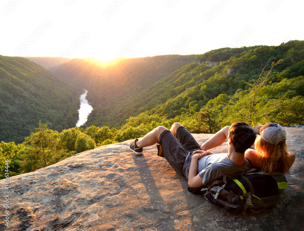 Fototapeta premium Young Couple Relax on Mountain