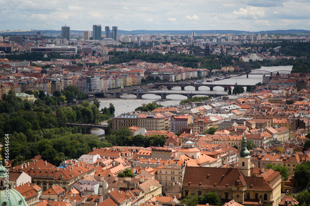European Prague, Czech Republic panorama on the Vltava river