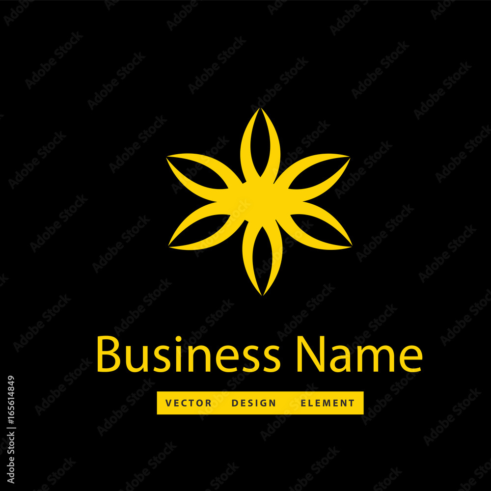 Fototapeta premium Yellow flower spa vector logo