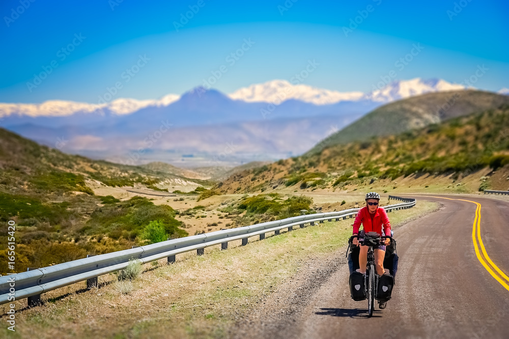 Fototapeta premium Cycling on argentinian roads
