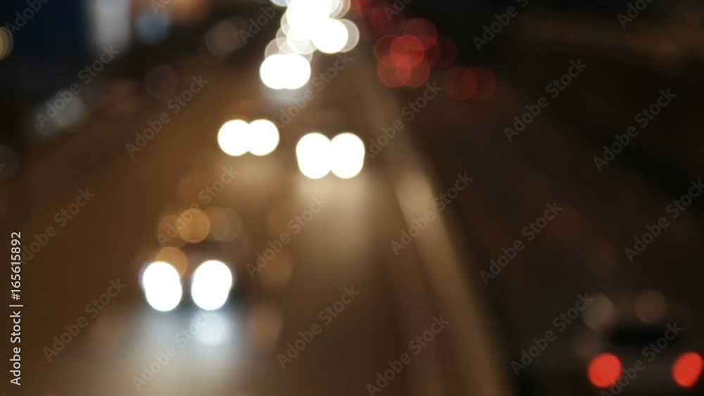 Car bokeh on the night freeway Car bokeh on the night freeway