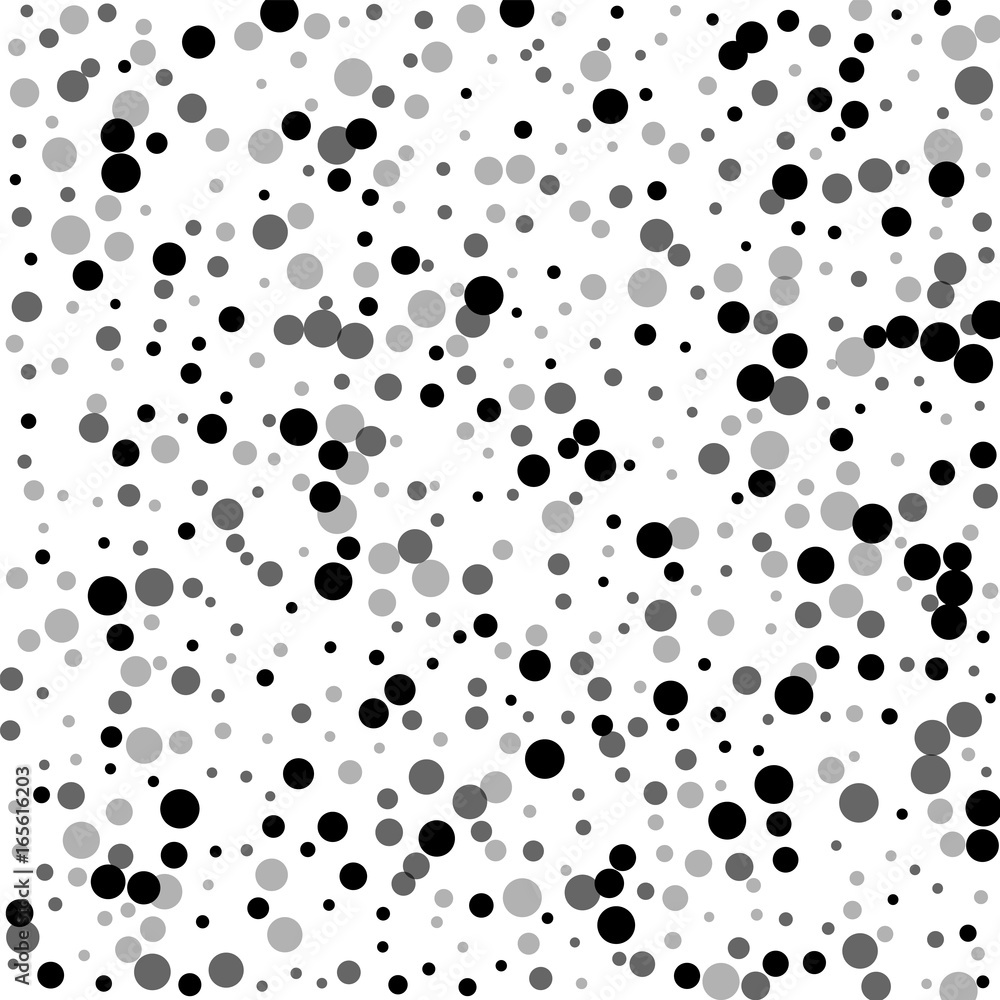 Random black dots. Scattered pattern with random black dots on white background. Vector illustration.
