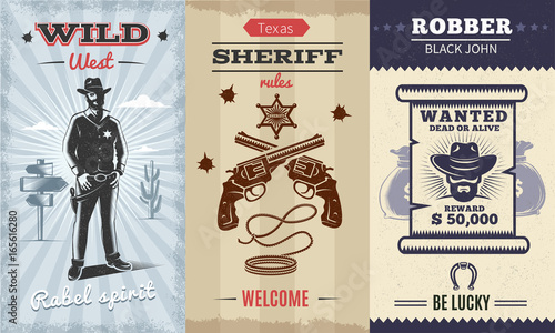 Vintage Wild West Vertical Banners