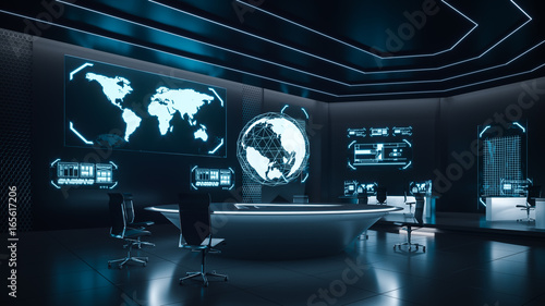 Konstfotografi Command center interior, cybersecurity