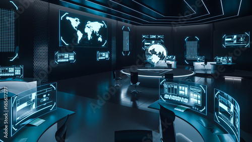Command center interior, cybersecurity photo