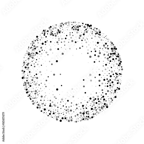 Dense black dots. Round frame with dense black dots on white background. Vector illustration.