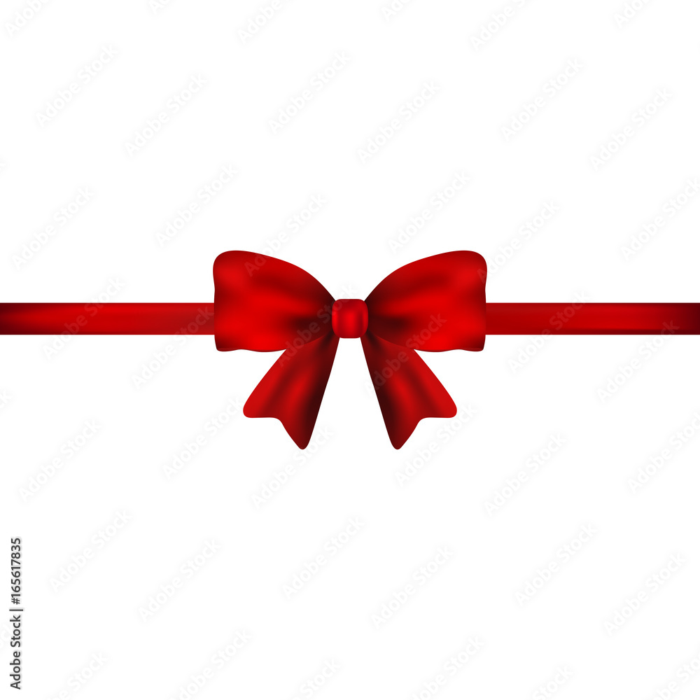 Red gift bow of ribbon isolated on white background Red gift bow of ribbon isolated on white background
