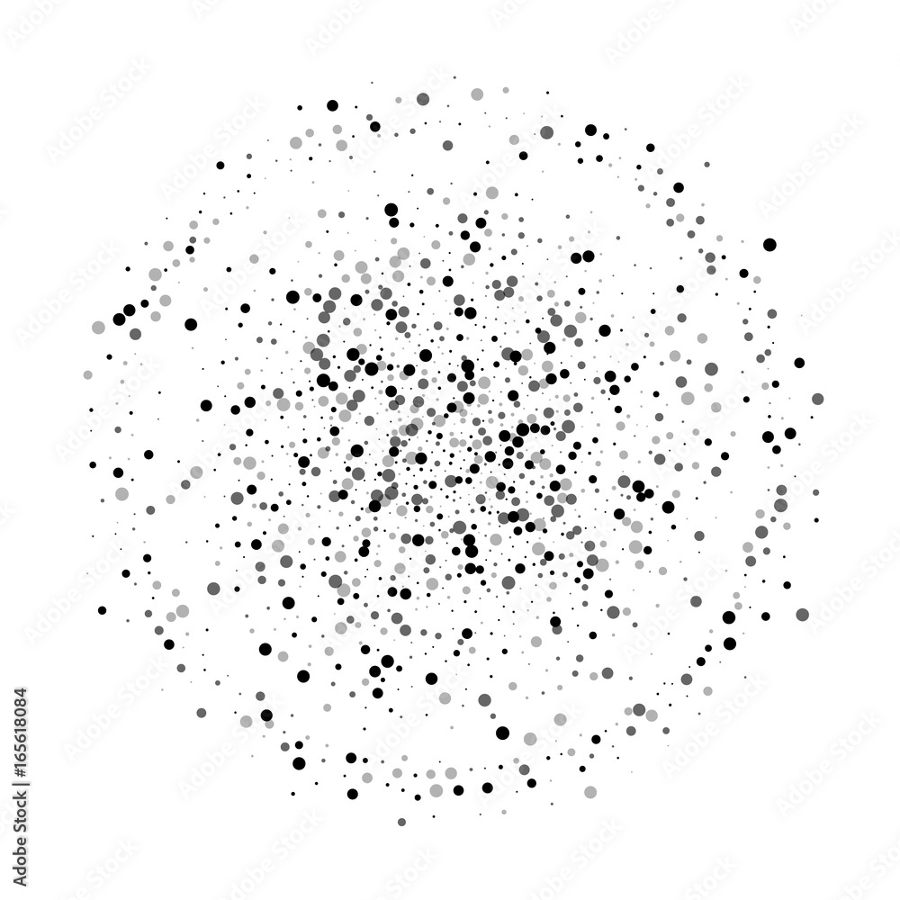Dense black dots. Double circle with dense black dots on white ...