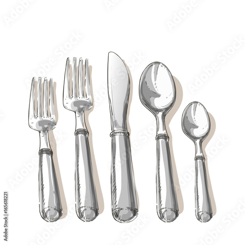 Vector cutlery set: forks, knive, spoon