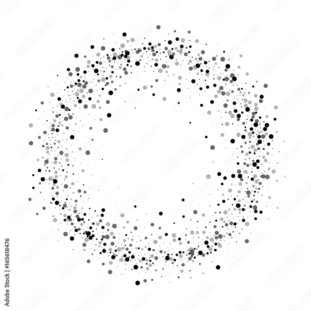 Dense black dots. Ring frame with dense black dots on white background. Vector illustration. Dense black dots. Ring frame with dense black dots on white background. Vector illustration.