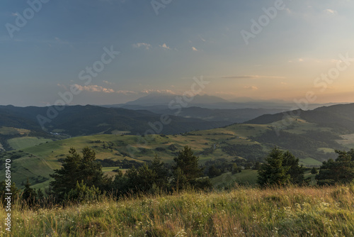 Sunset on Slachovky hill in summer evening
