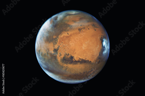 Fototapeta Naklejka Na Ścianę i Meble -  Mars planet, isolated on black. 