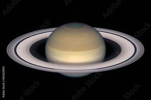 Saturn planet, isolated on black. 