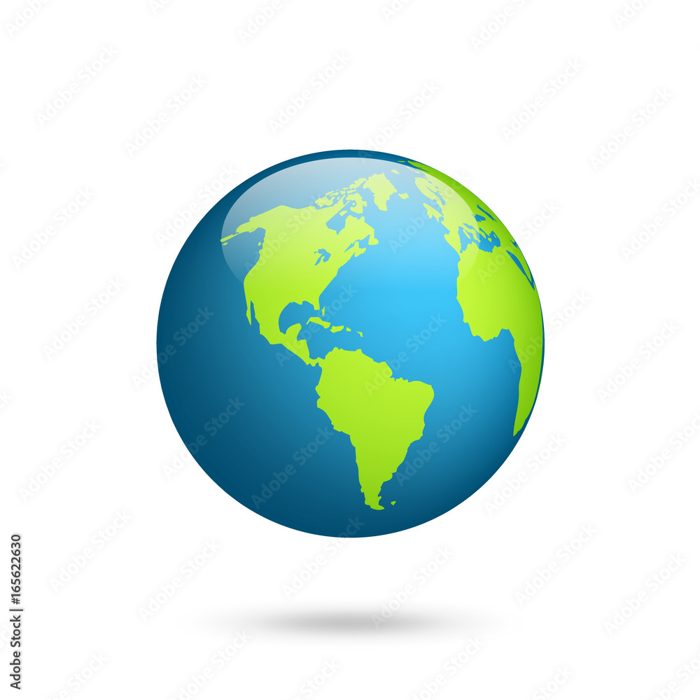 Earth globe. World map set. Planet with continents.Africa Asia, Australia, Europe, North America and South America.