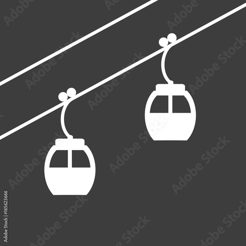 Ski cable lift icon for ski and winter sports.