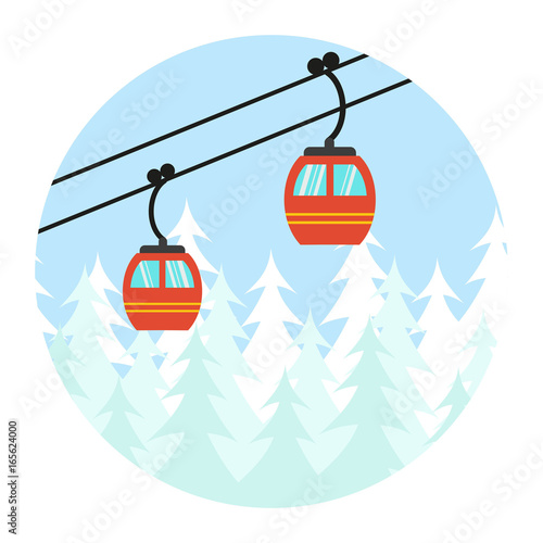 Ski cable lift icon for ski and winter sports.